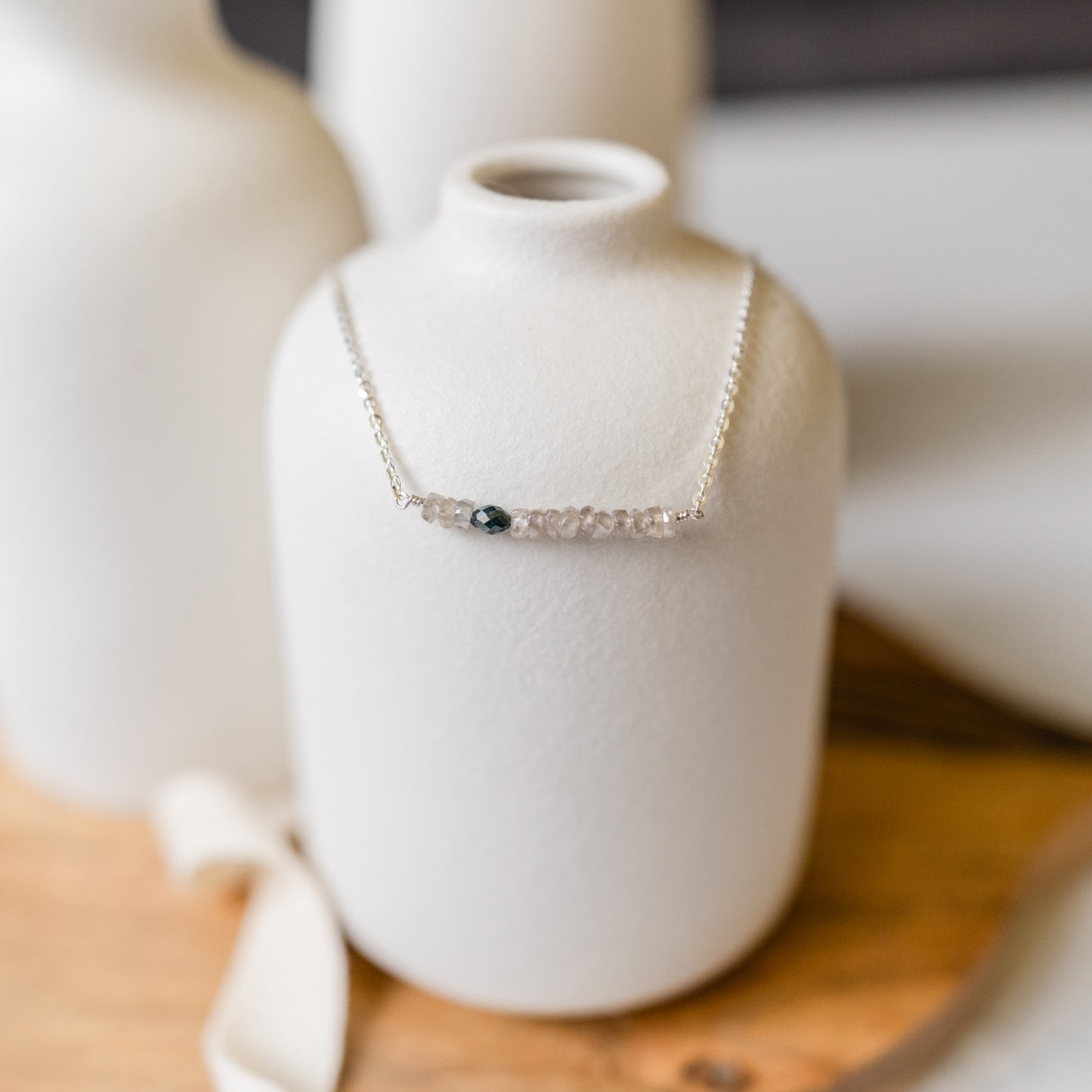 Raw Diamond and Zircon Bar Necklace