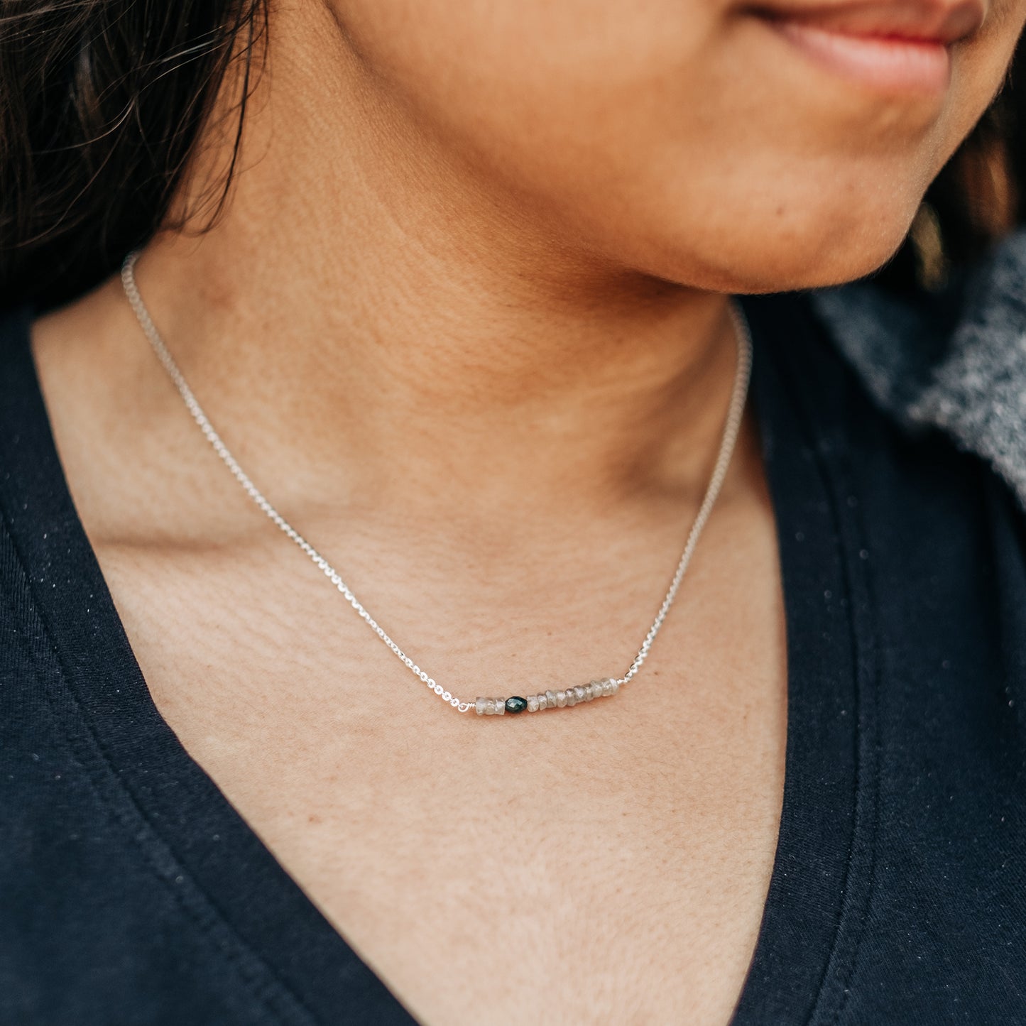 Diamond Necklace Modeled