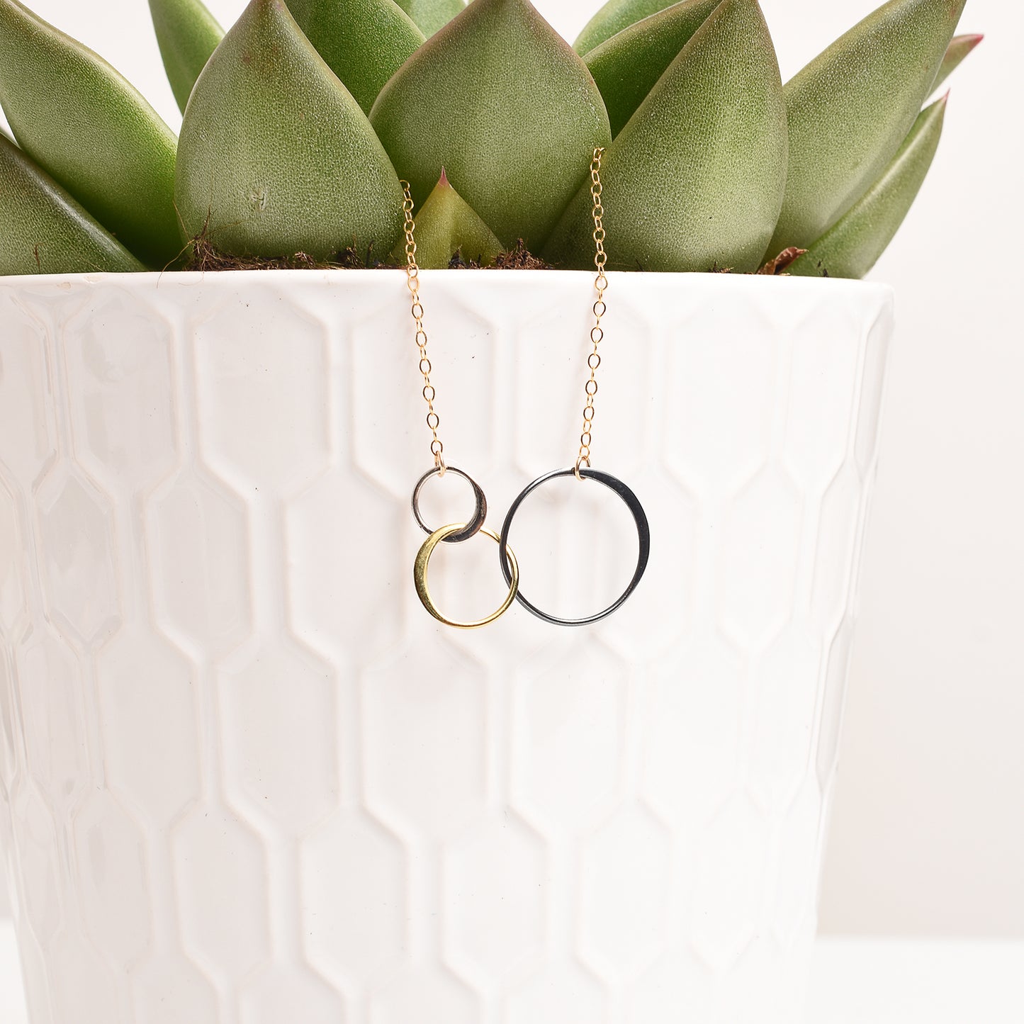 Mixed Metal Necklace in Gold