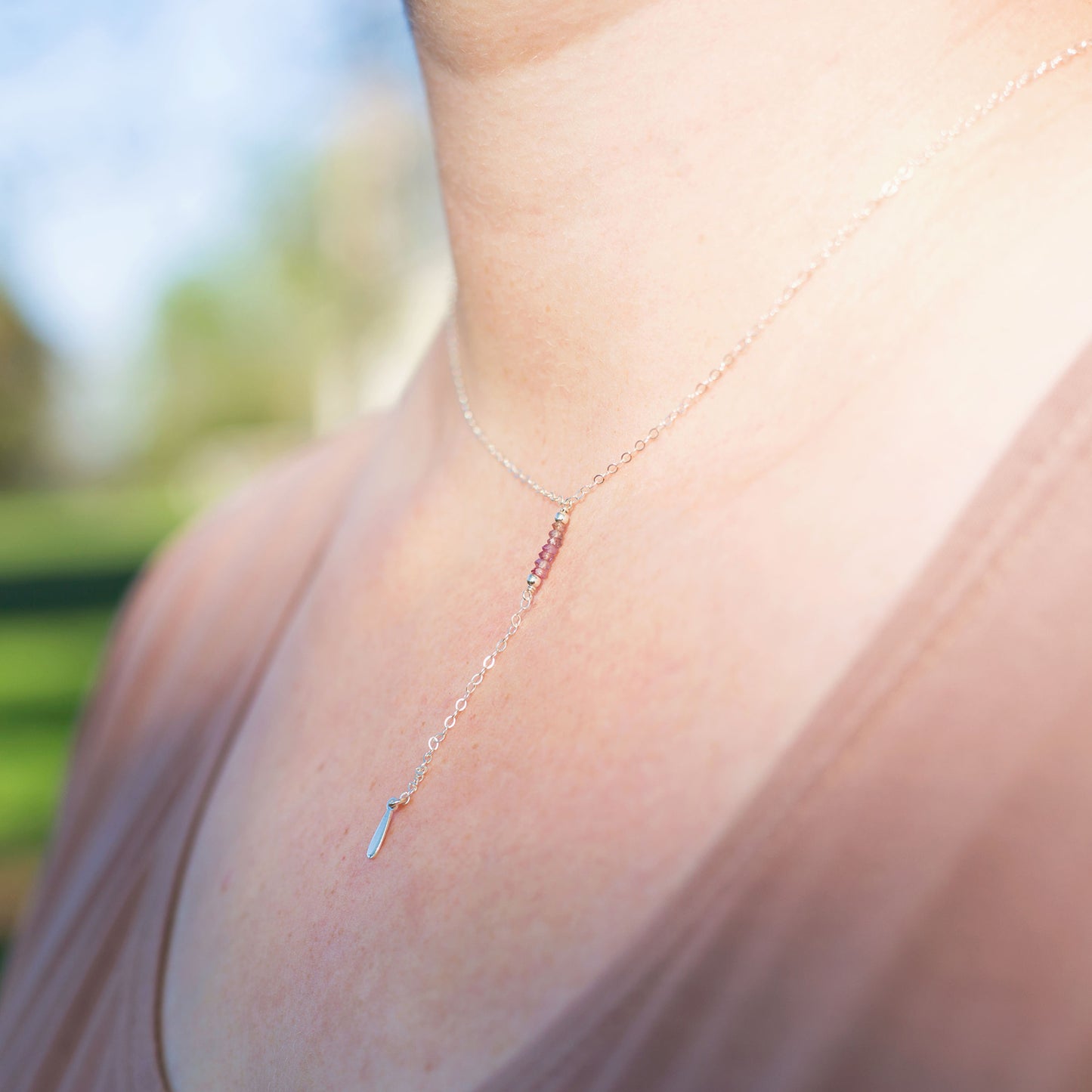 Lariat Necklace Modeled
