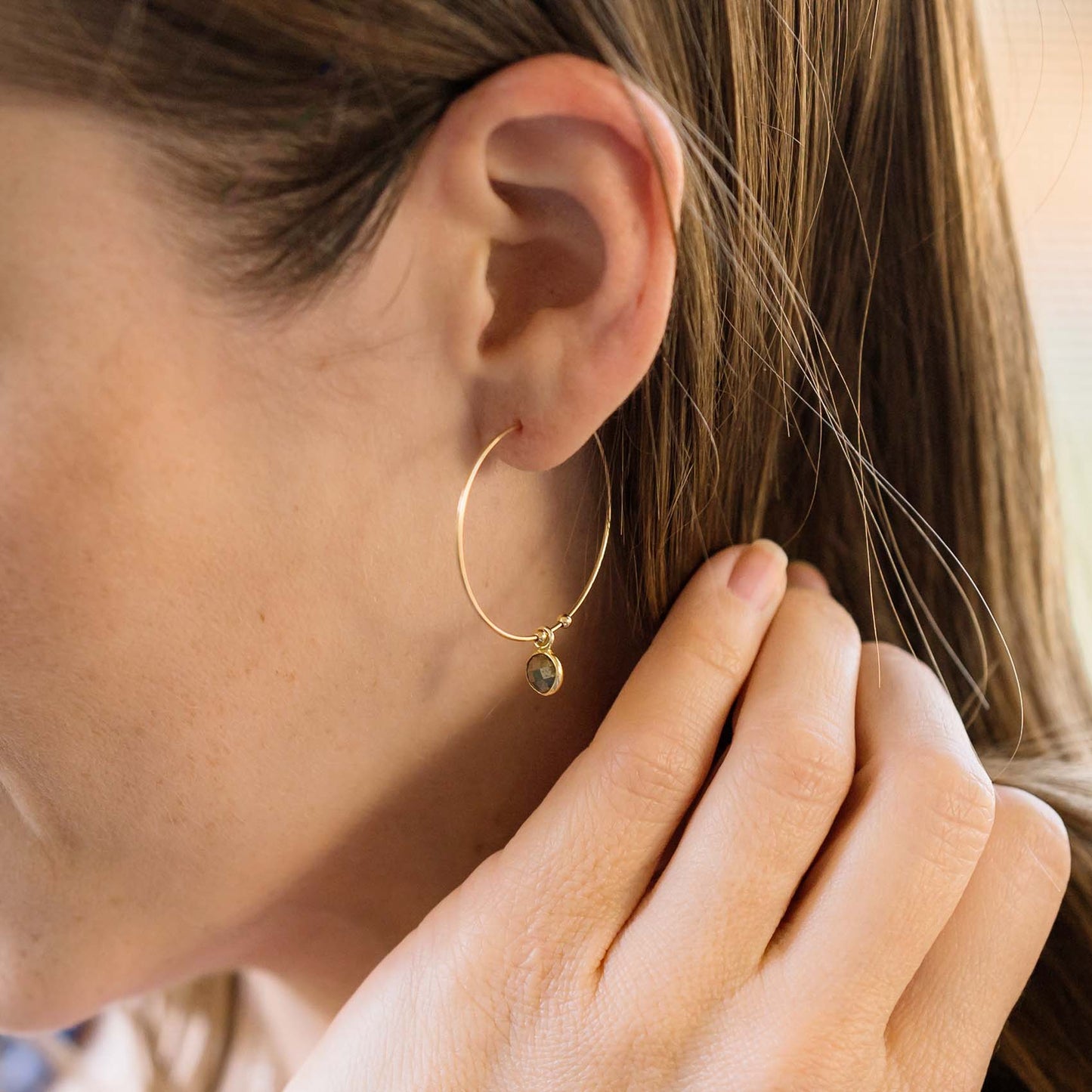 Modeled Hoop Drop Earrings