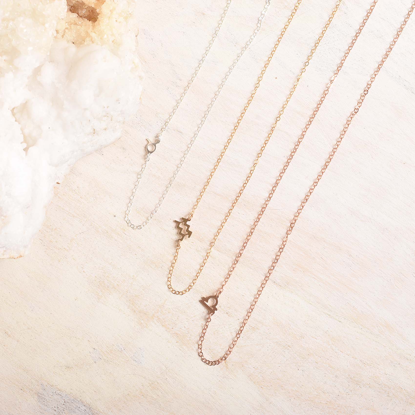 Zodiac Link Necklace, Dainty Horoscope Jewelry, Astrological