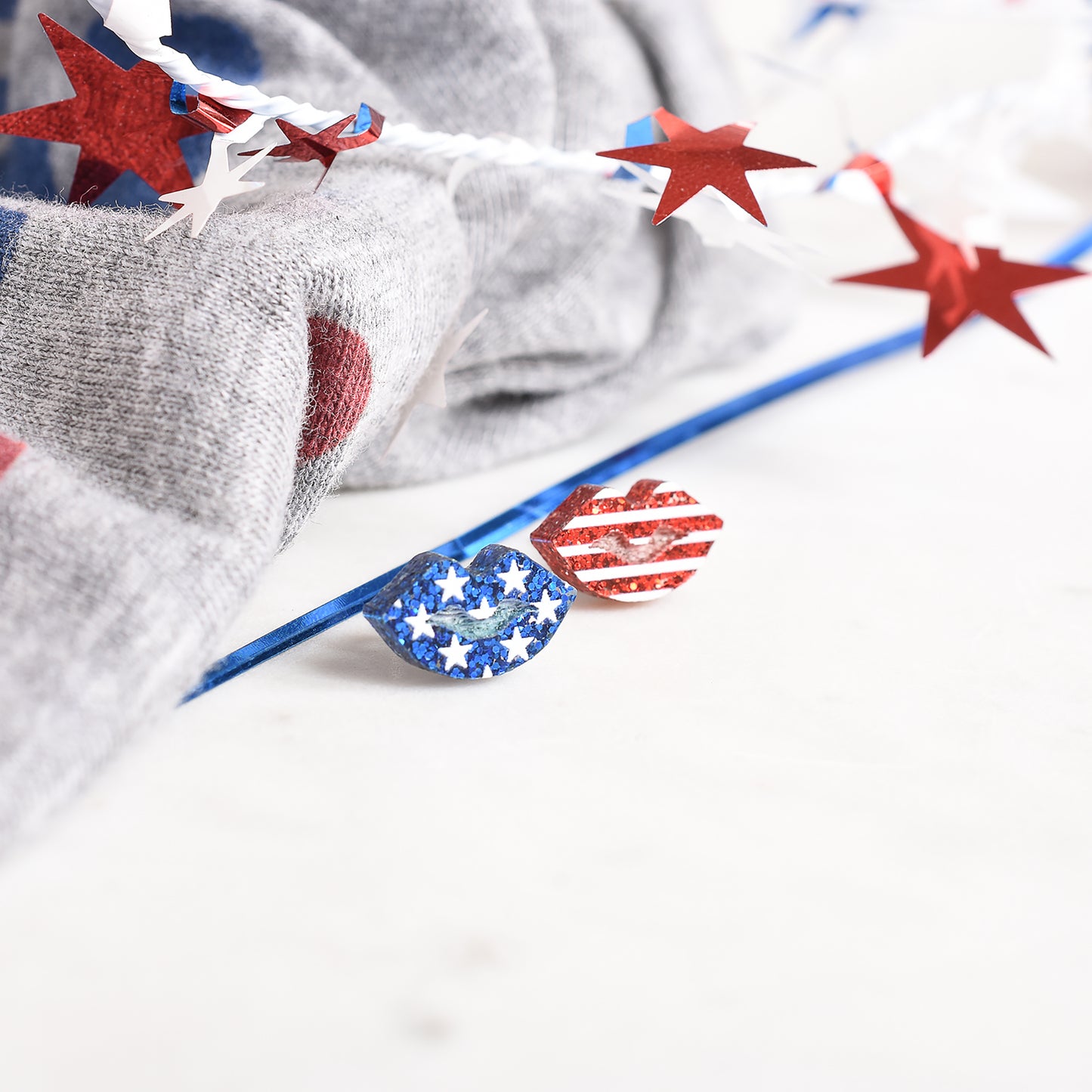 Patriotic Lip Earrings