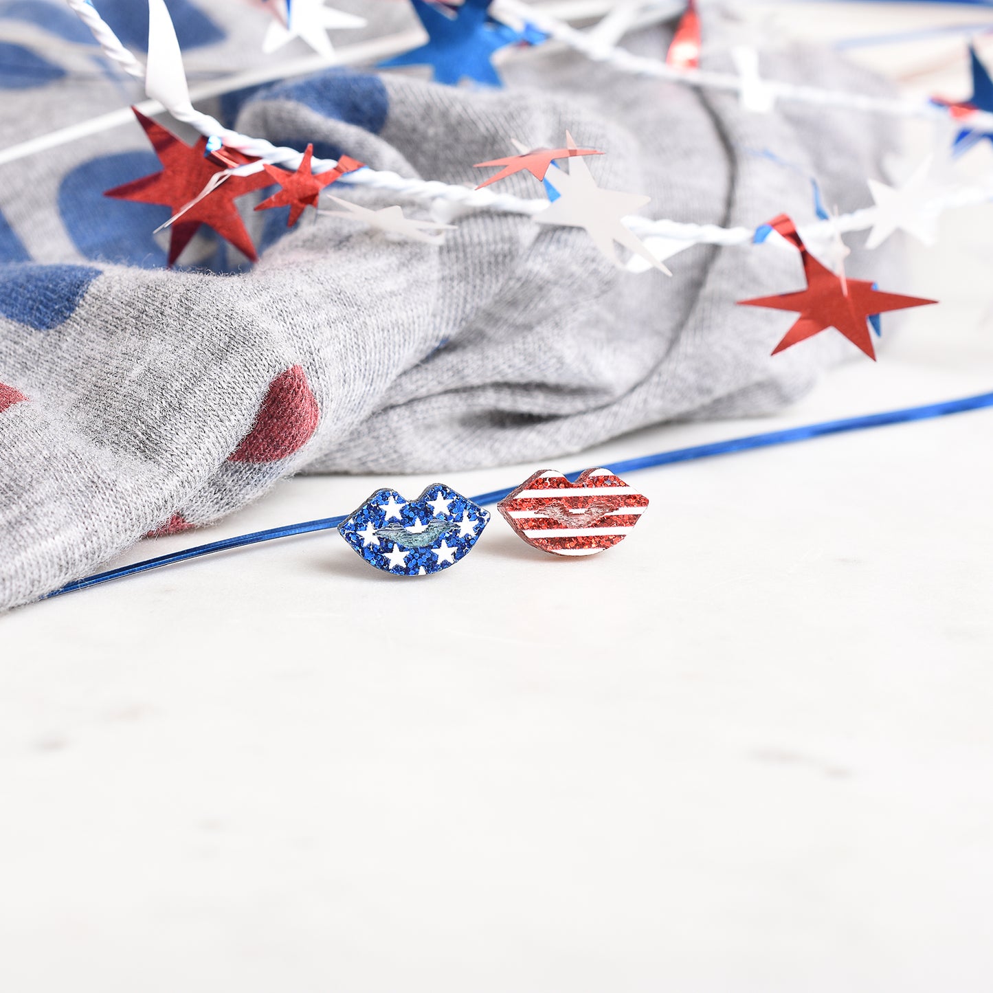 Patriotic Lip Earrings