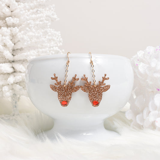 Reindeer Earrings in Gold 
