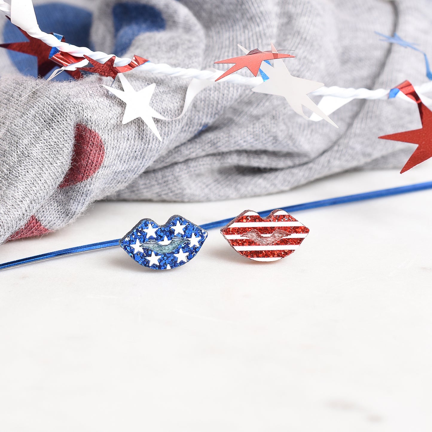 Patriotic Lip Earrings