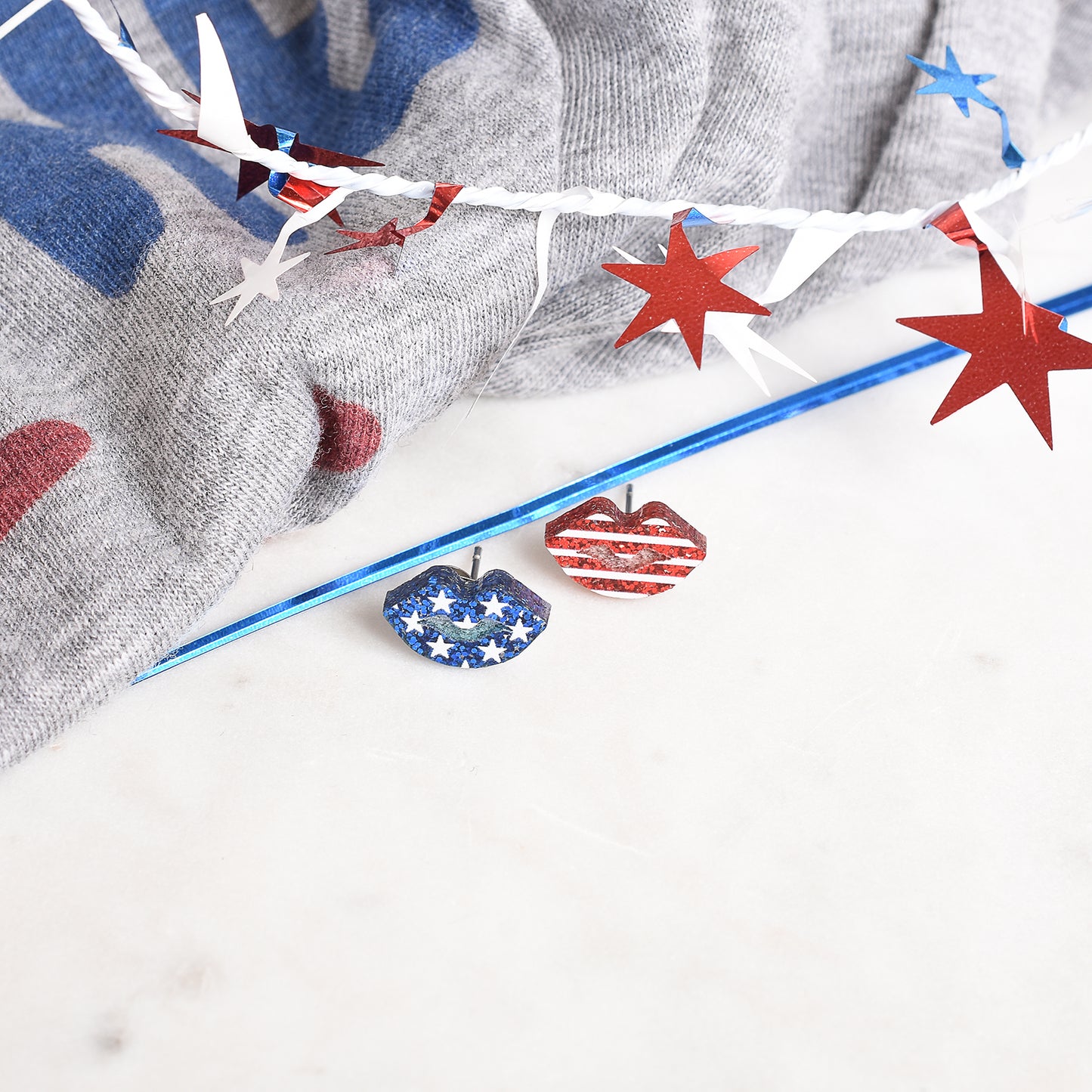 Patriotic Lip Earrings