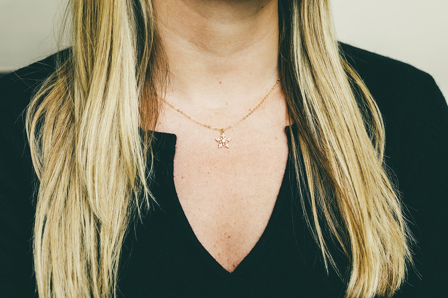 Gold Snowflake Pendant Necklace