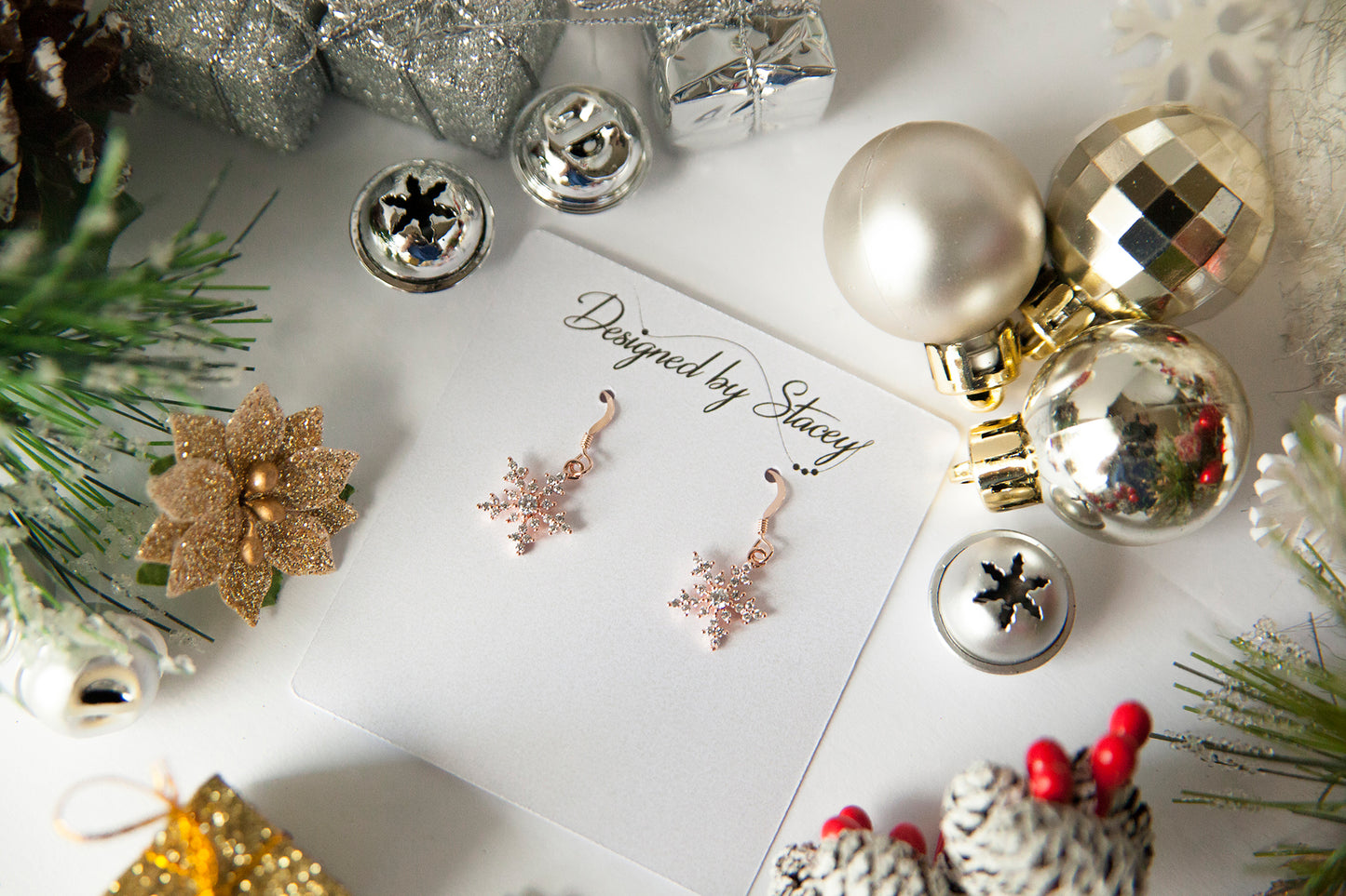 Rose Gold Snowflake Earrings