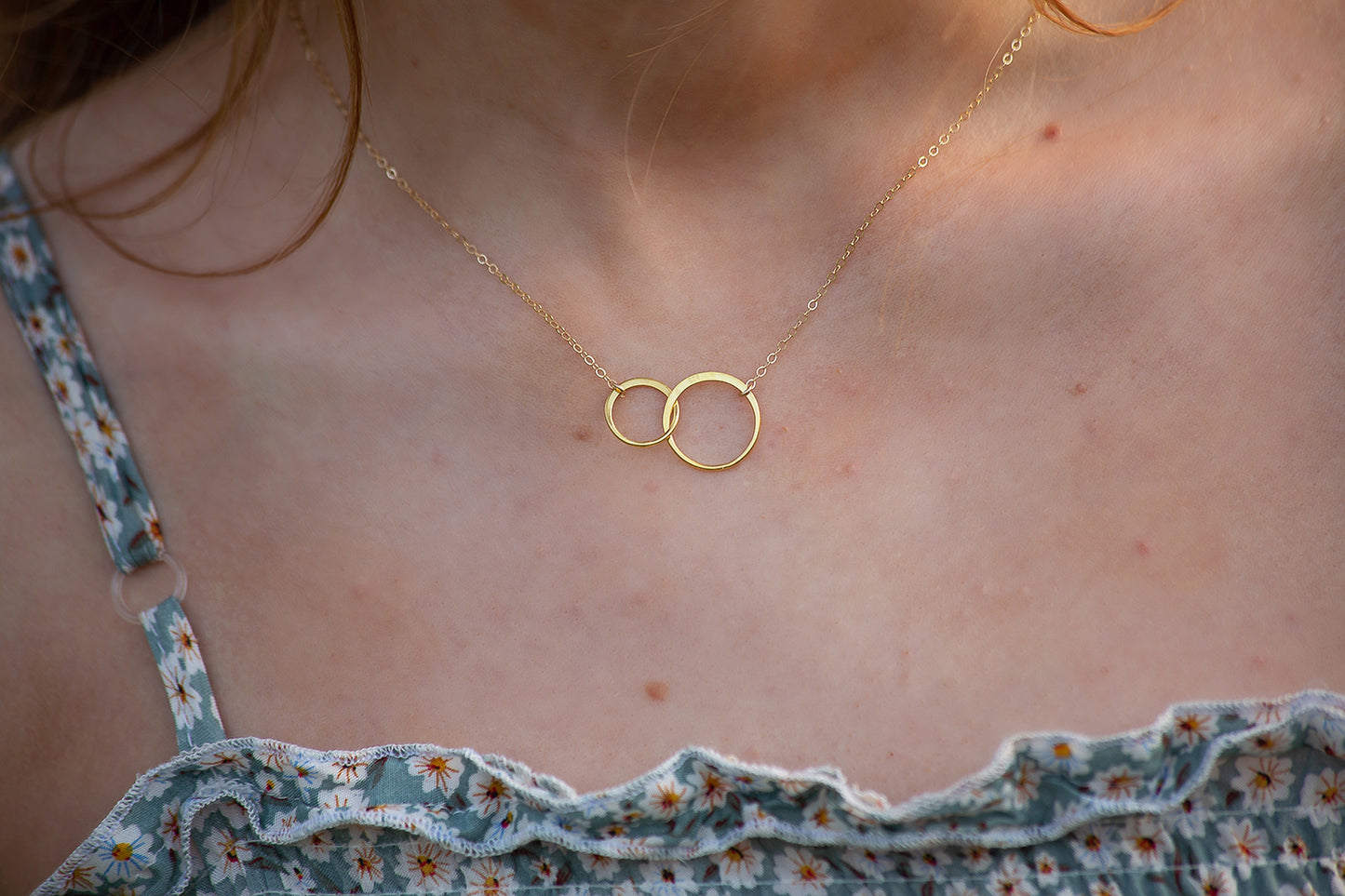 Gold Double Circle Necklace 