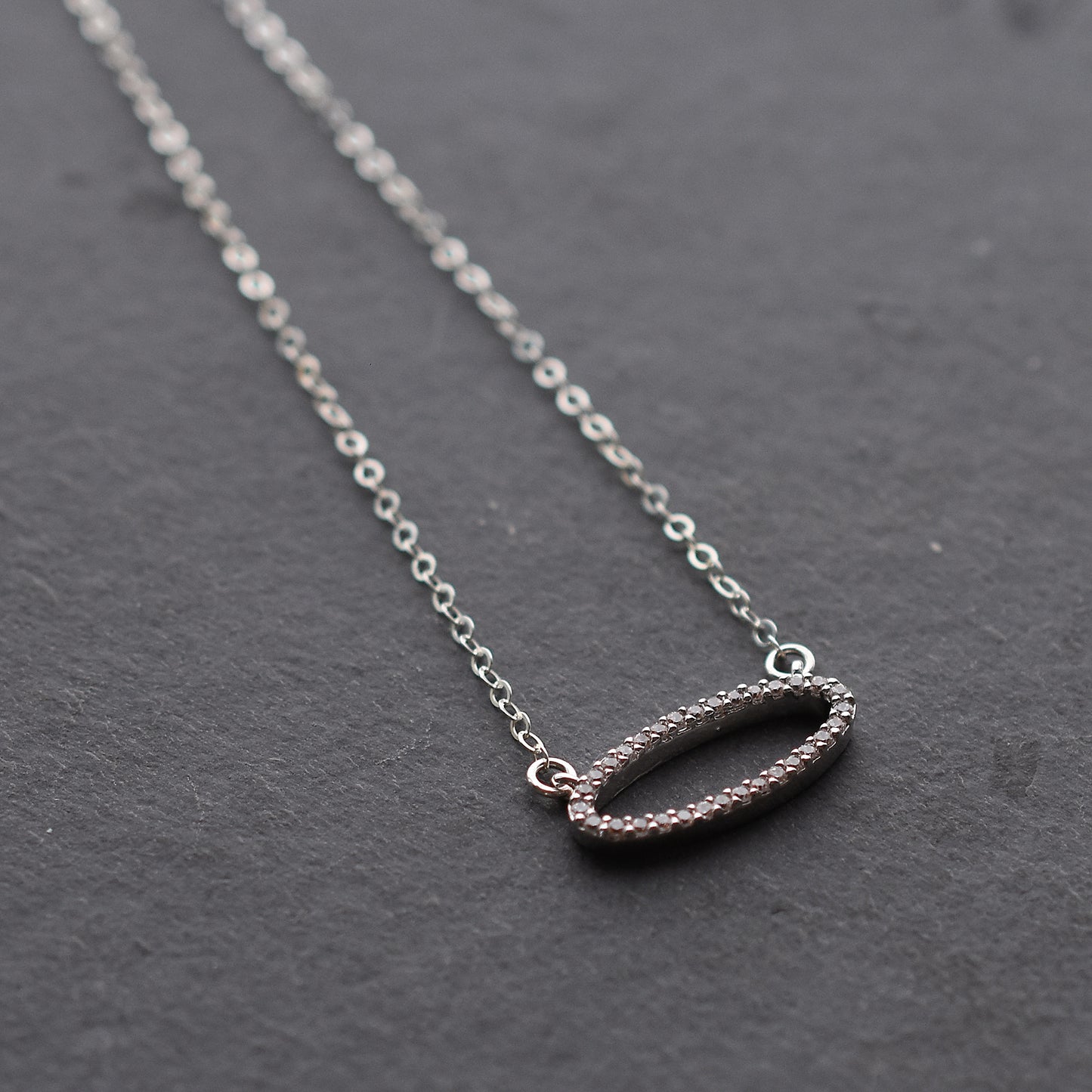 Short Silver Oval Necklace