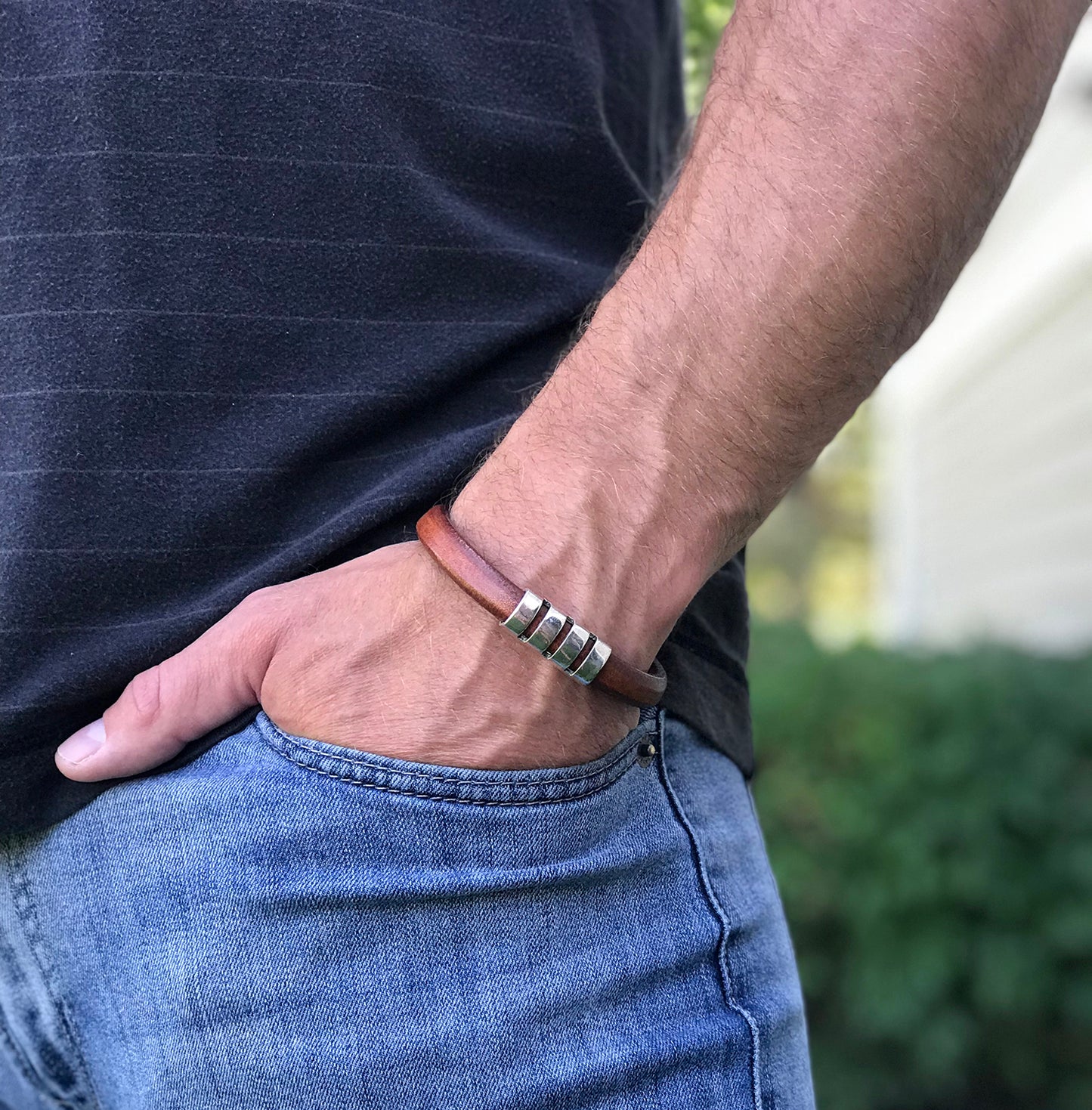 Men's Brown Leather Bracelet