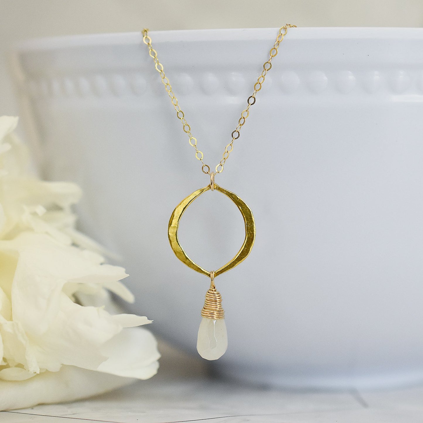 Gold and Pearl Chalcedony Necklace