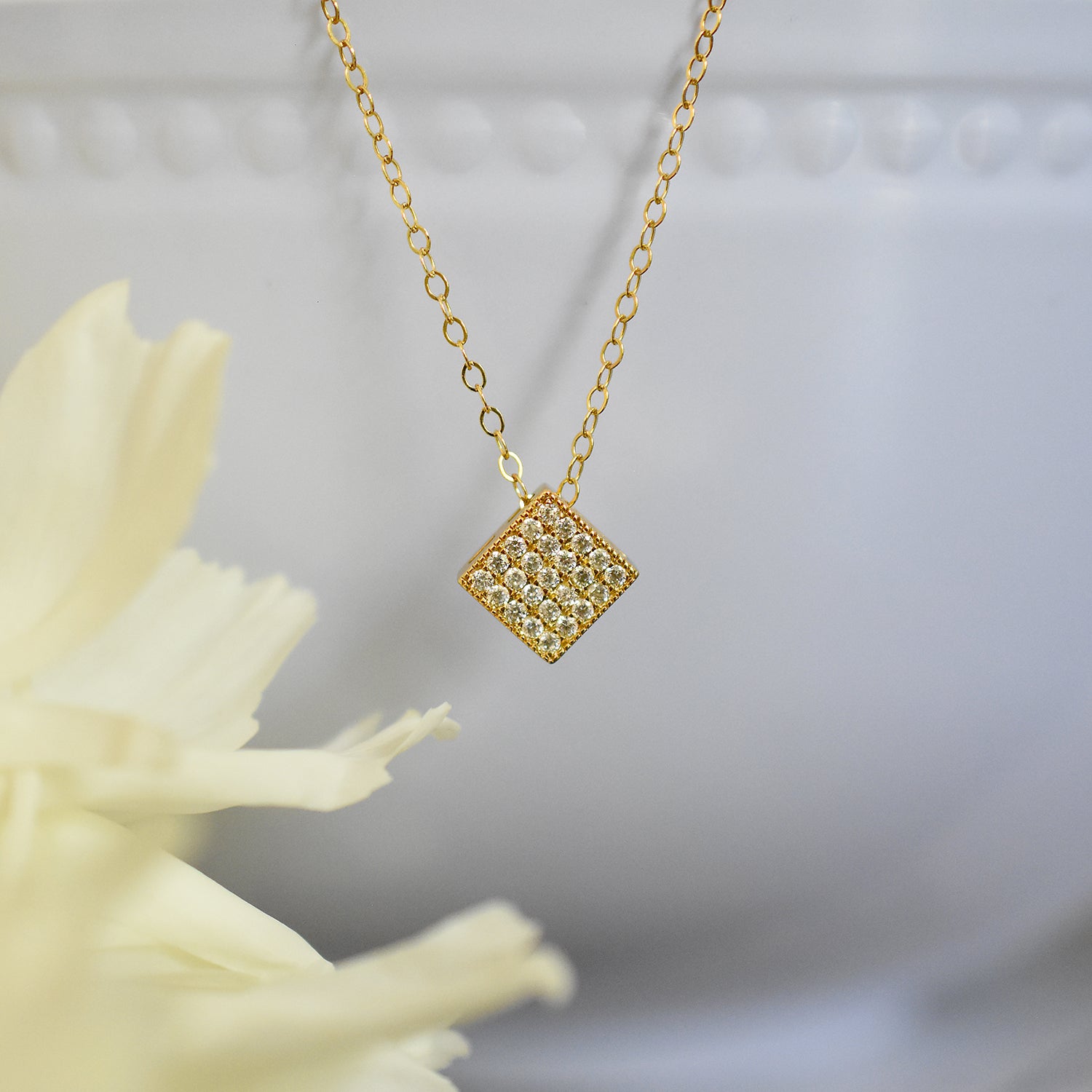 Drew - Gold Dainty Rose Flower Necklace