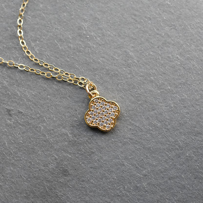 Sparkly Gold Clover Necklace