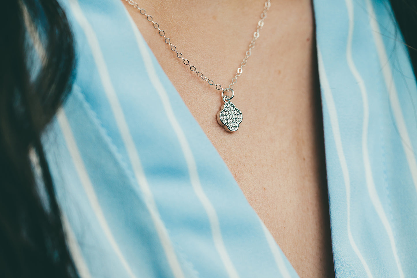 Tiny Quatrefoil Silver Necklace