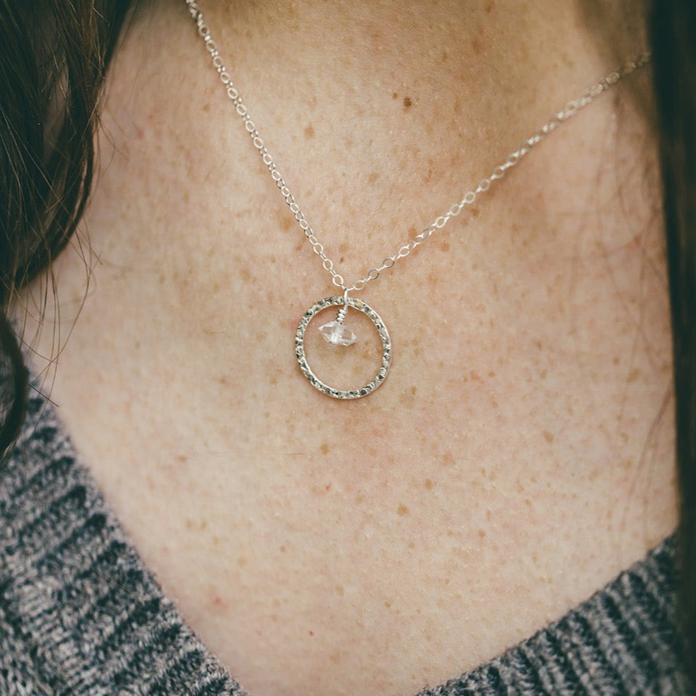 Silver Birthstone Necklace for April