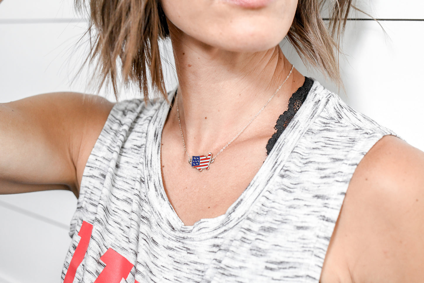 American Flag Pendant Necklace