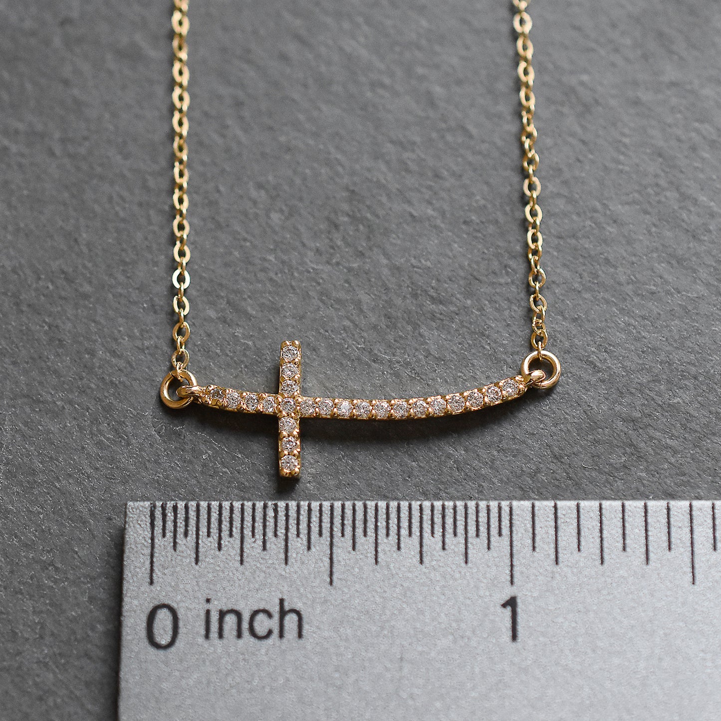 Gold Sideways Cross Necklace