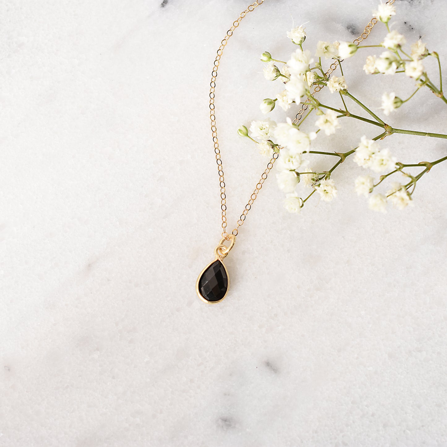 Black Spinel Teardrop Necklace