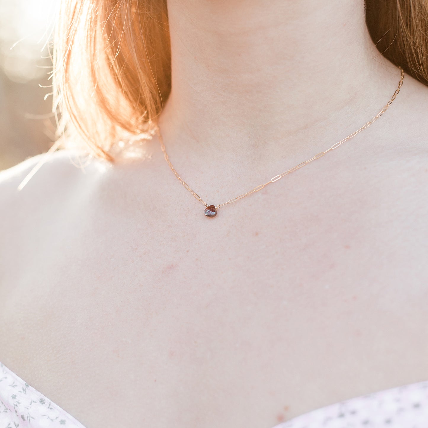 Garnet Necklace Modeled