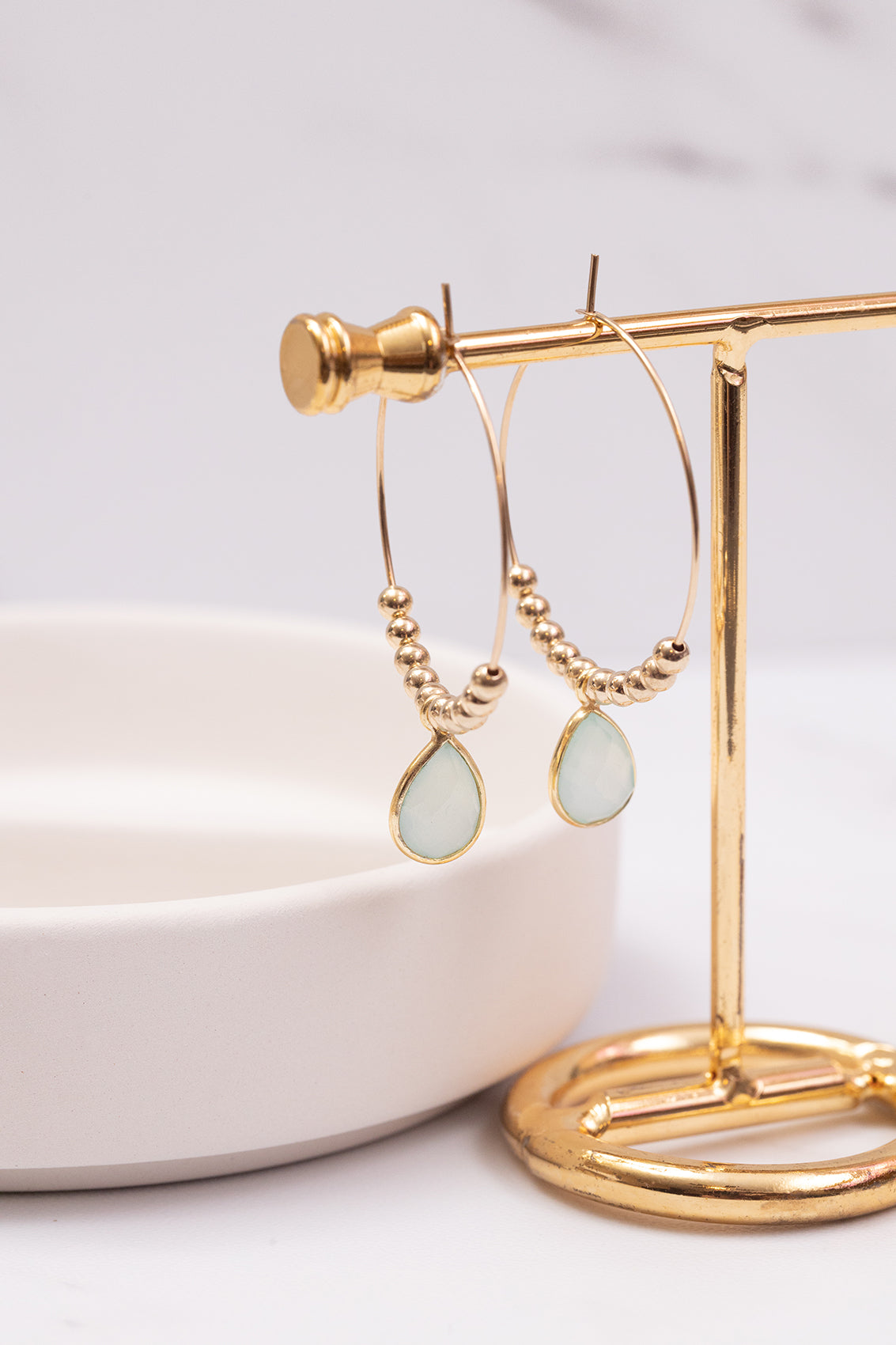 Sea Chalcedony Statement Earrings for Women