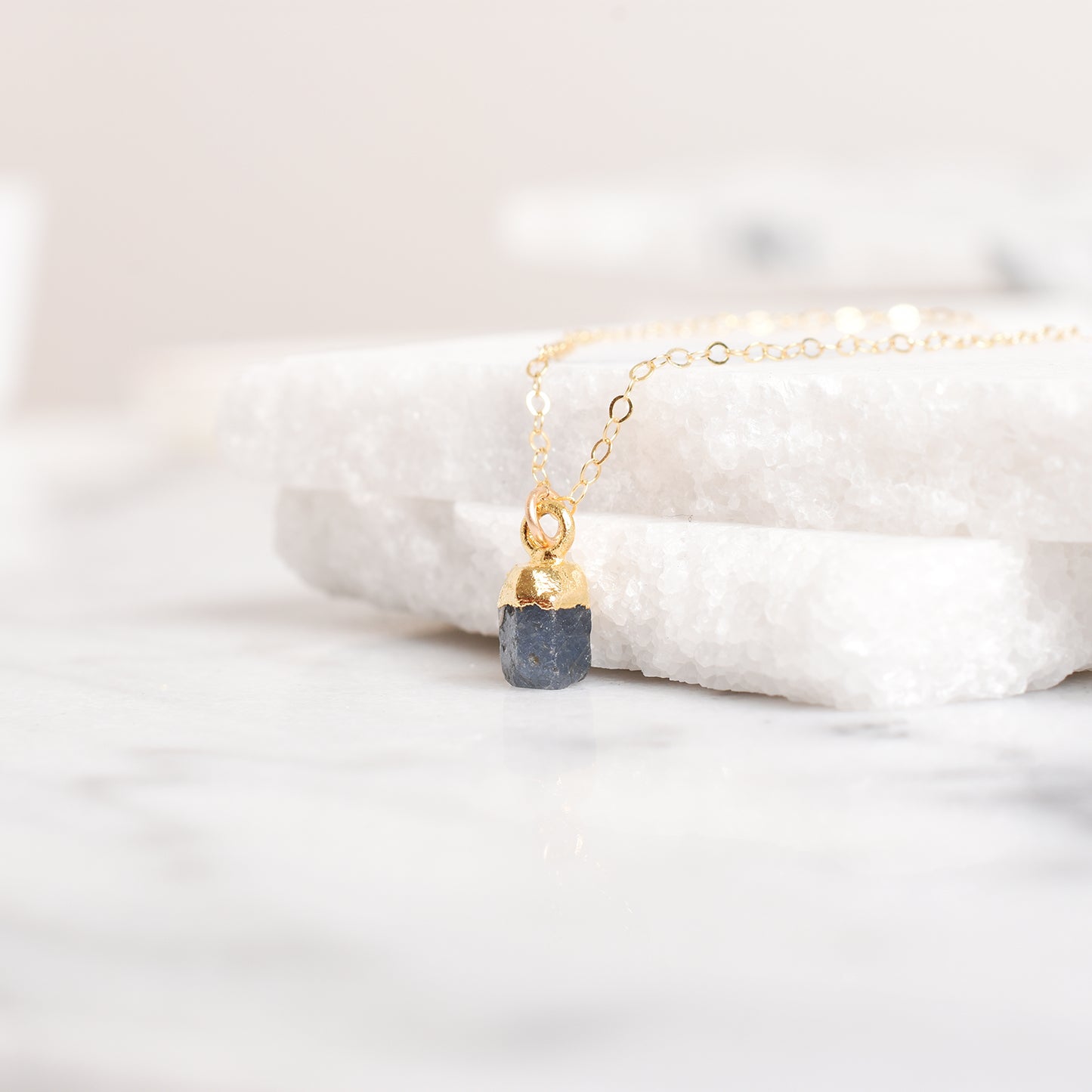 Raw, Rough Cut Sapphire Pendant