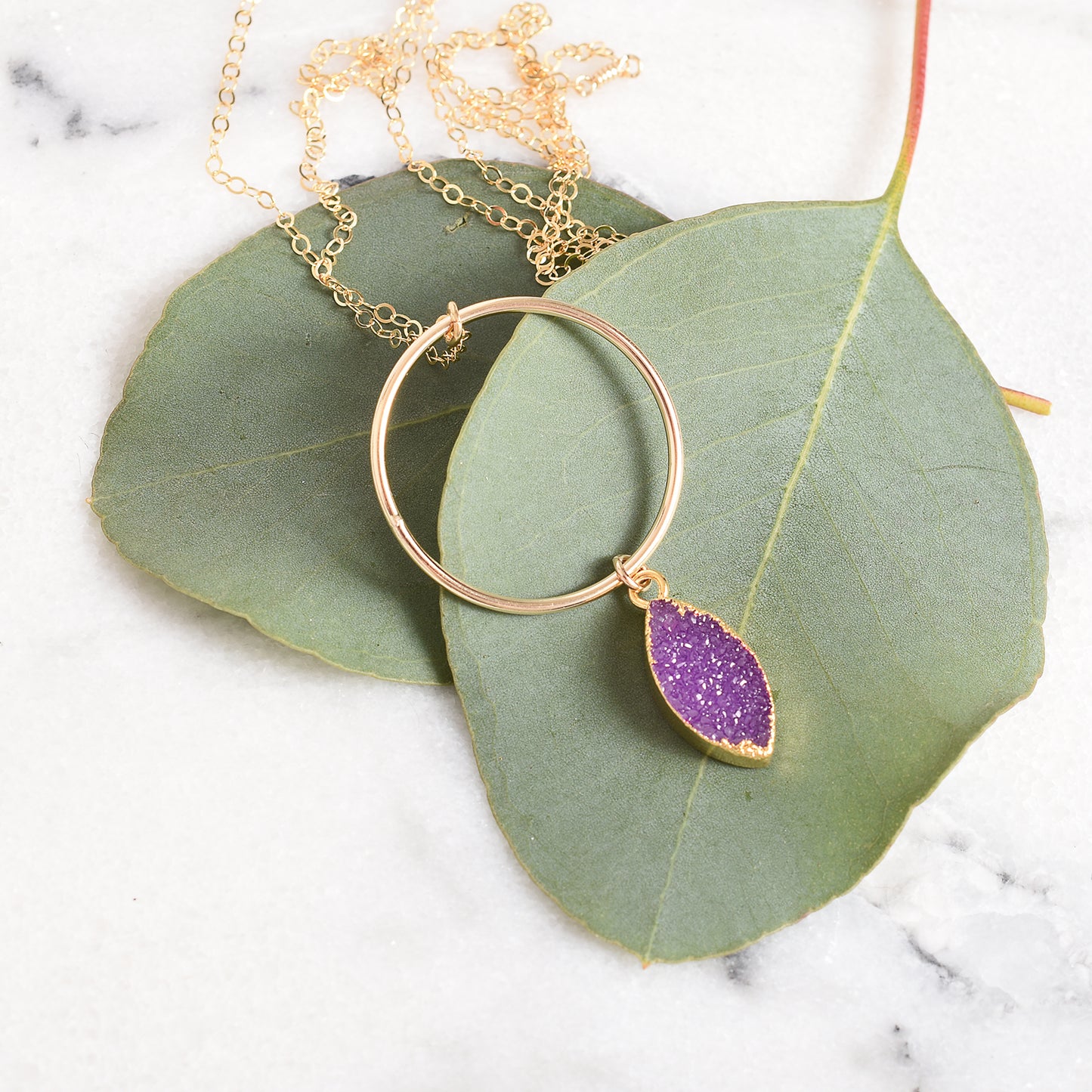 Druzy Pendant Statement Necklace