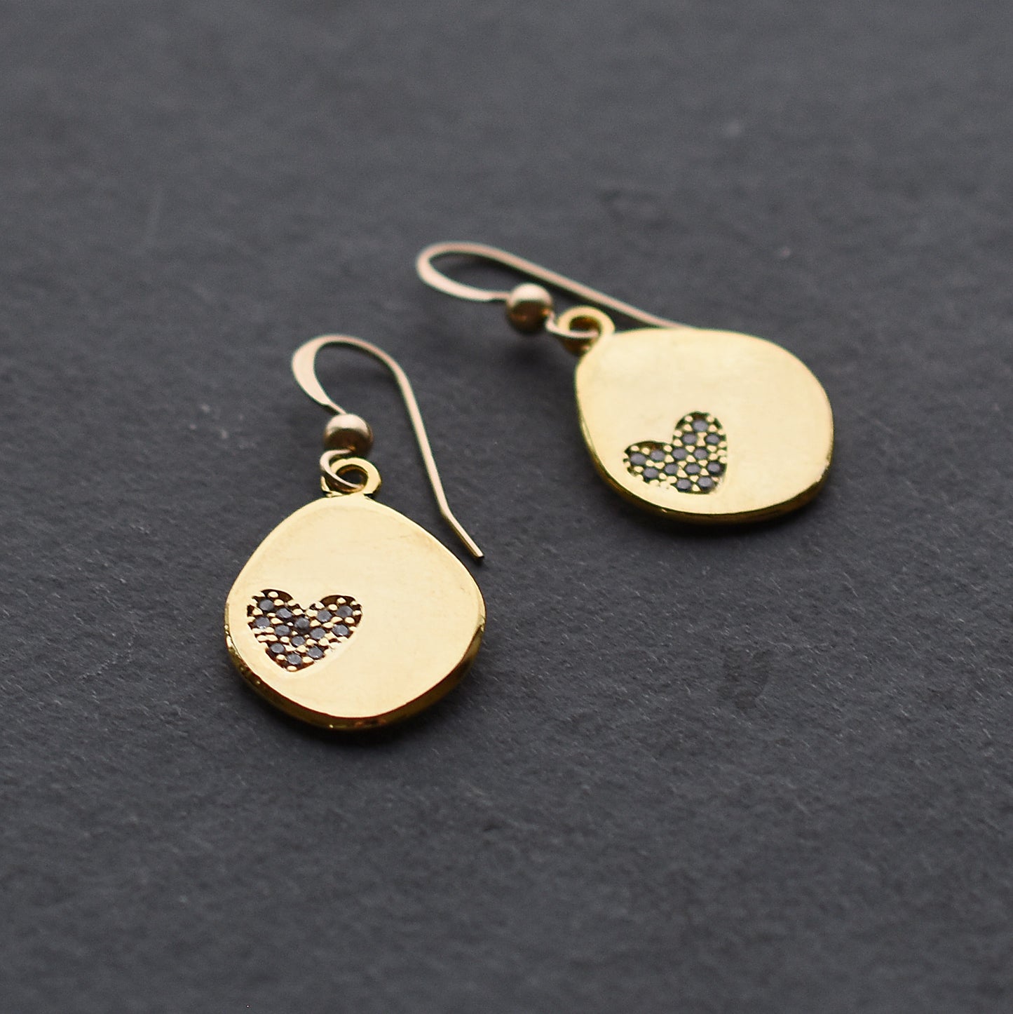 Gold Heart Drop Earrings