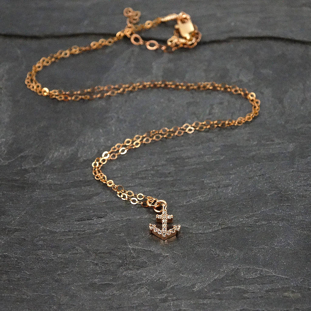Rose Gold Anchor Necklace 