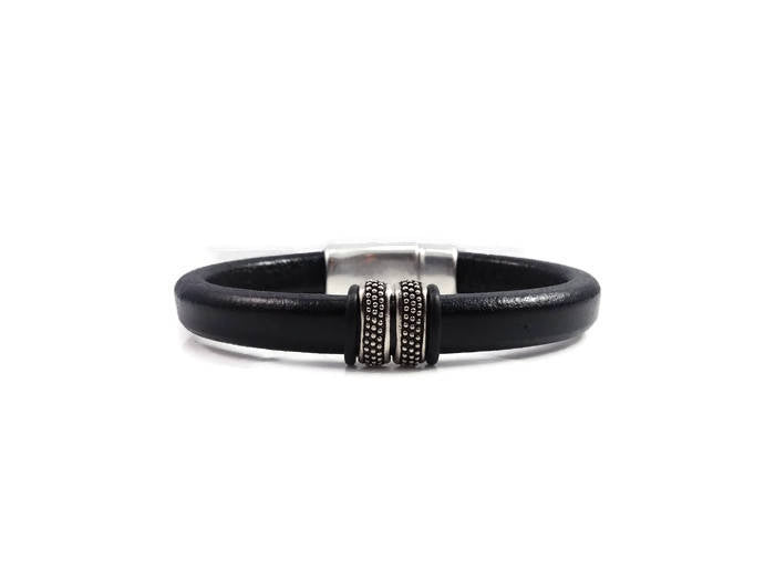 Magnetic Leather Bracelet White