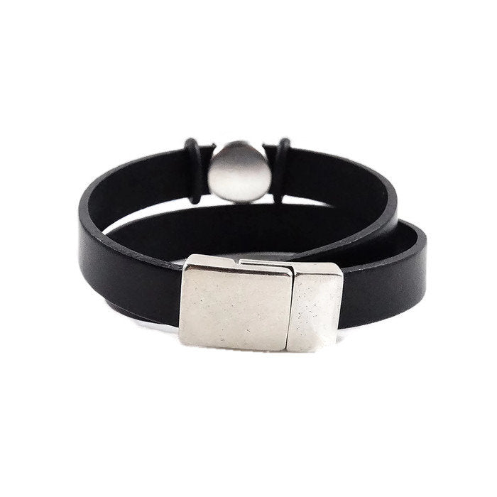 Chunky Black Leather Cuff