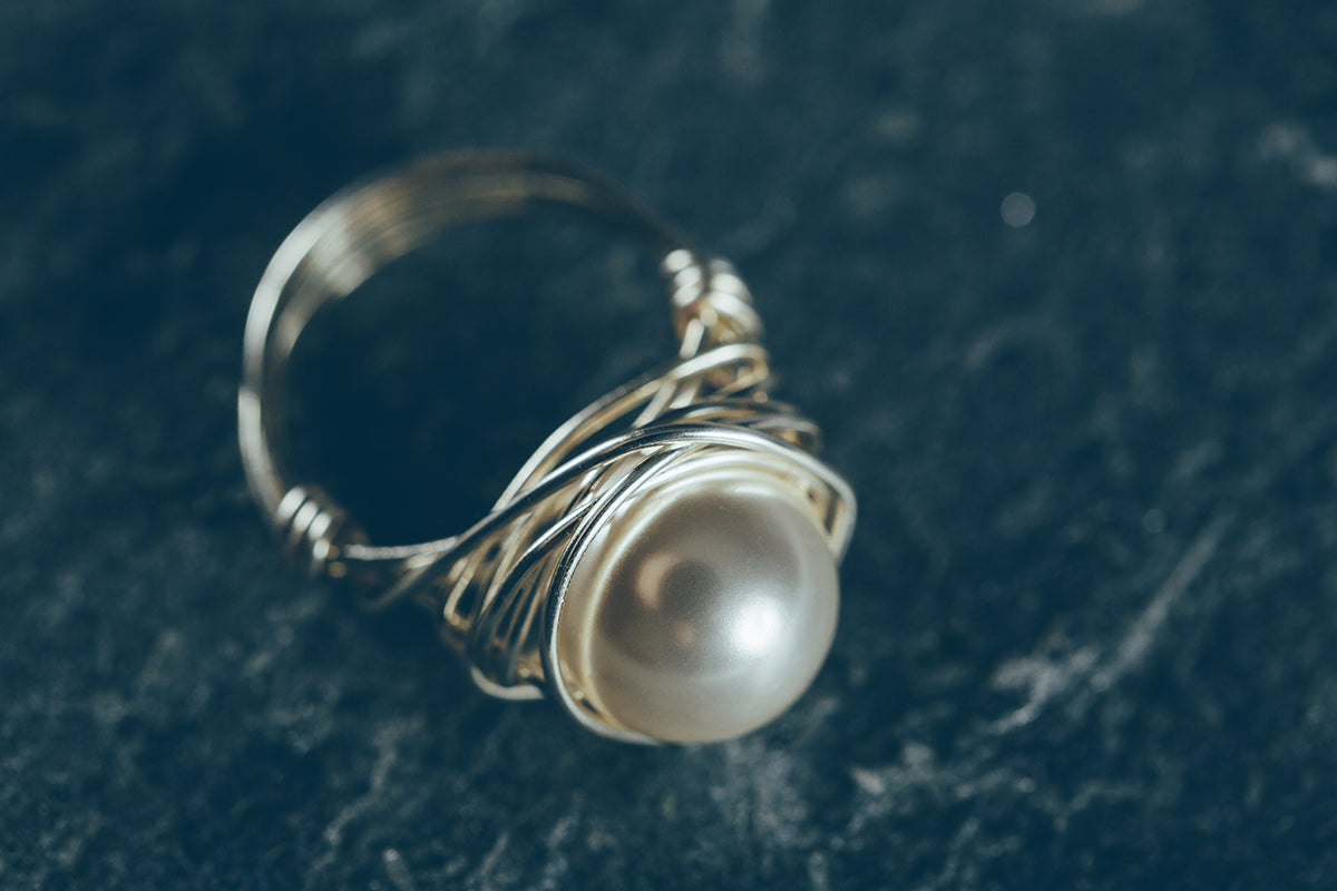 Wire Wrapped Pearl Ring