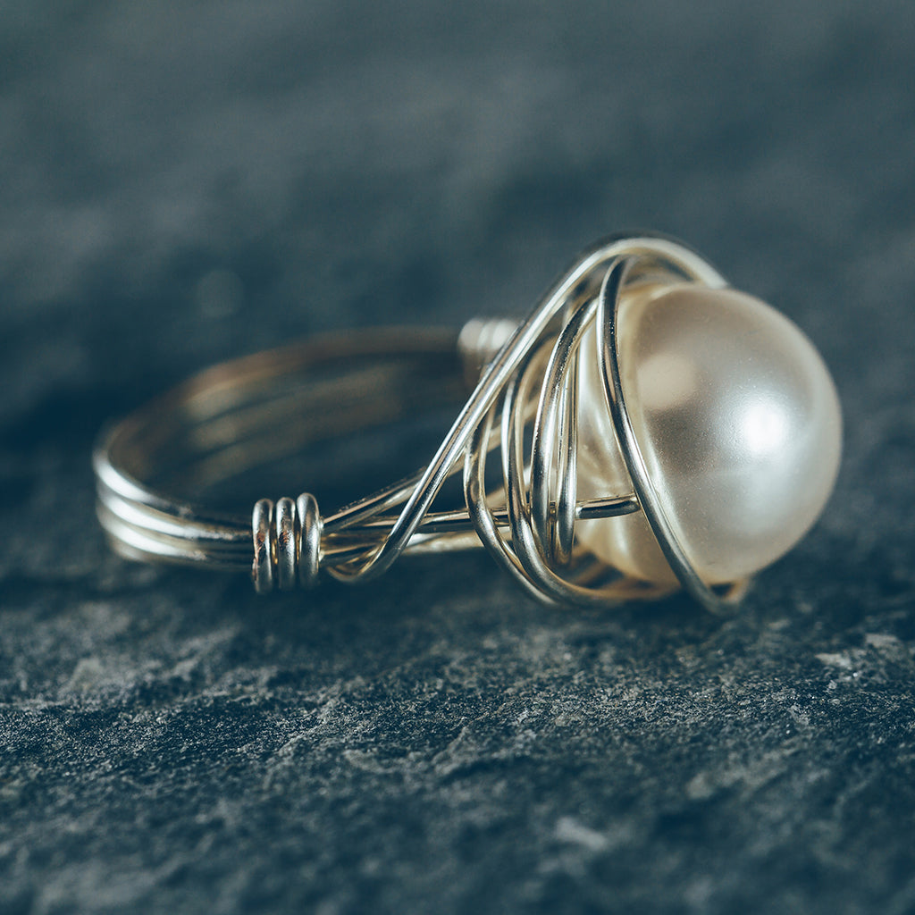 Wire Wrapped Pearl Ring