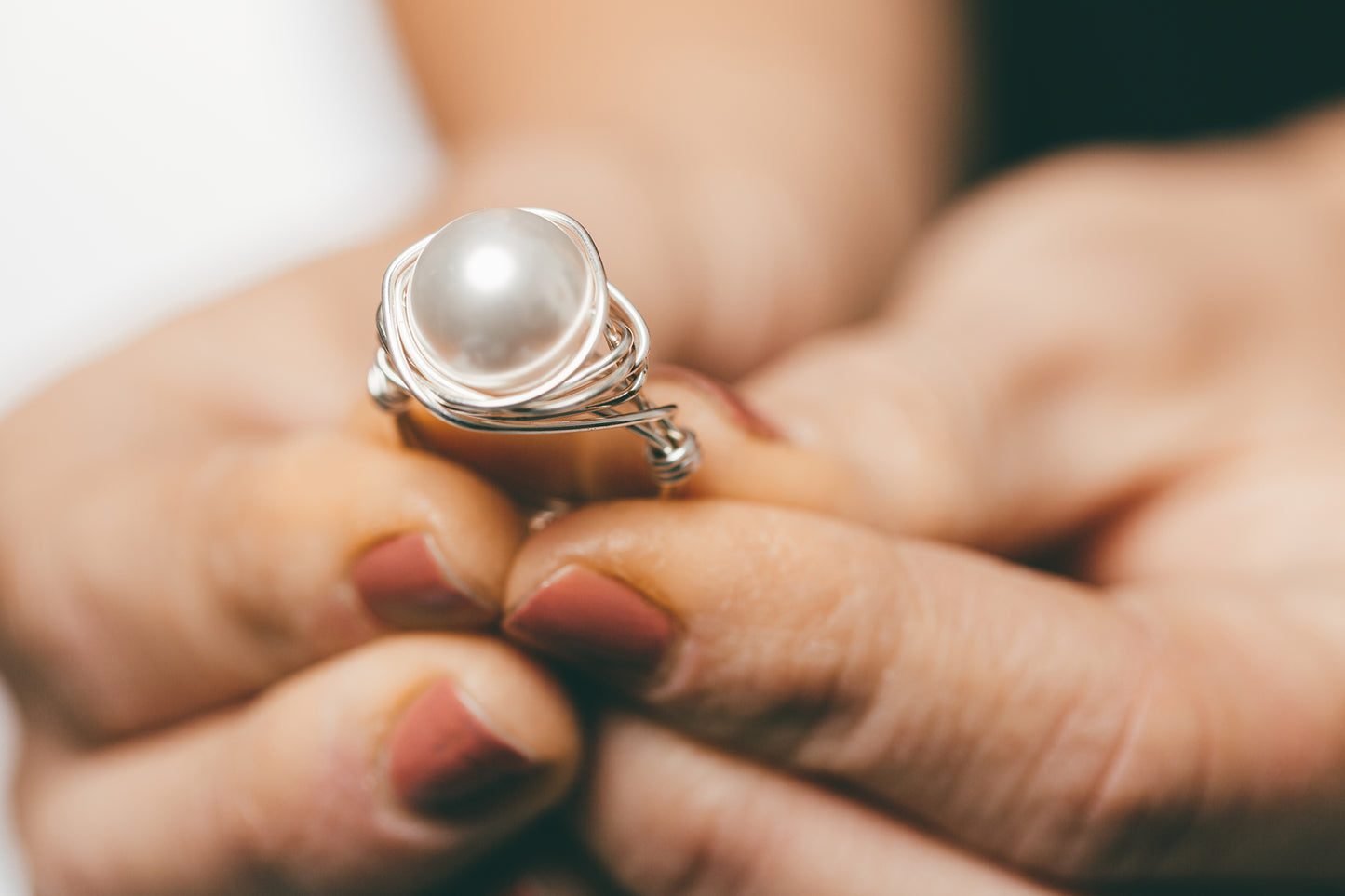 Wire Wrapped Pearl Ring
