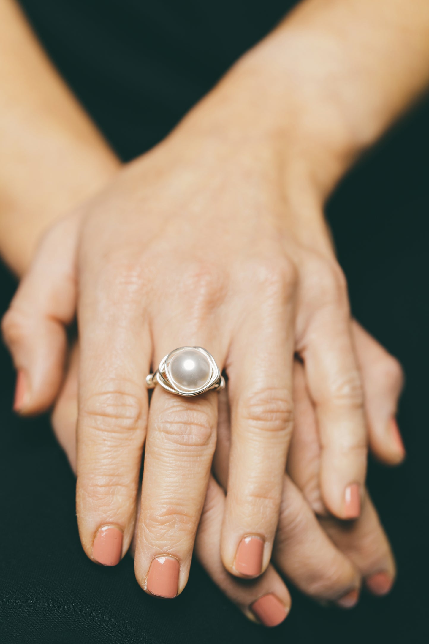 Wire Wrapped Pearl Ring