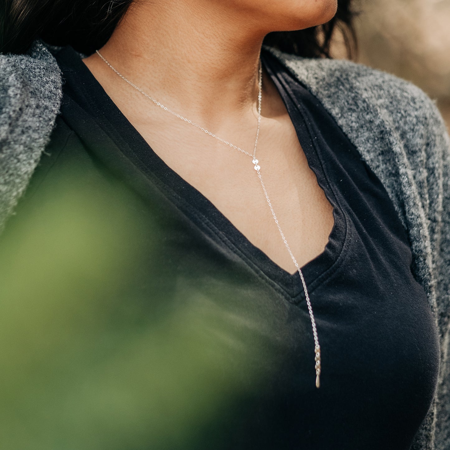 Silver Necklace Modeled