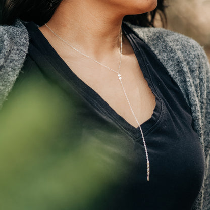 Silver Necklace Modeled