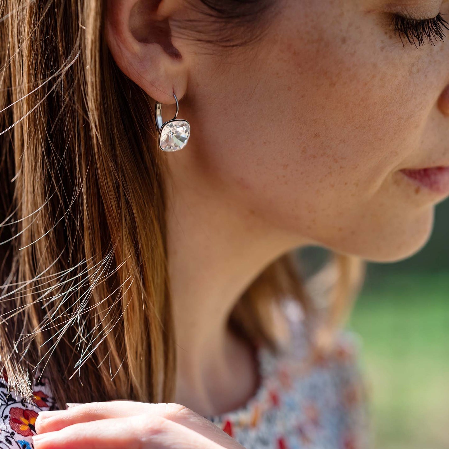 Model Wearing Earrings