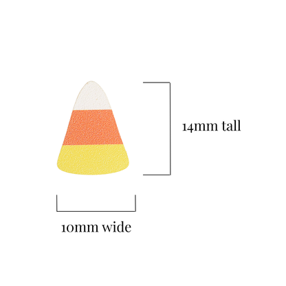 Width and length measurements of a candy cane stud earring.