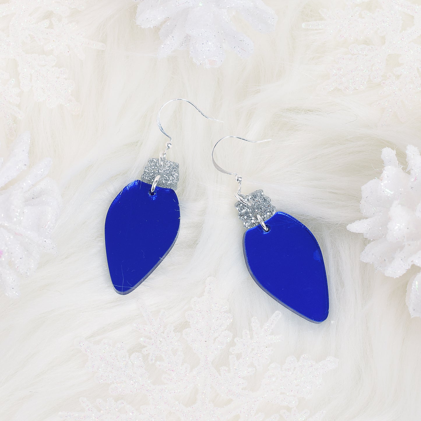 Christmas Lightbulb Earrings in Blue