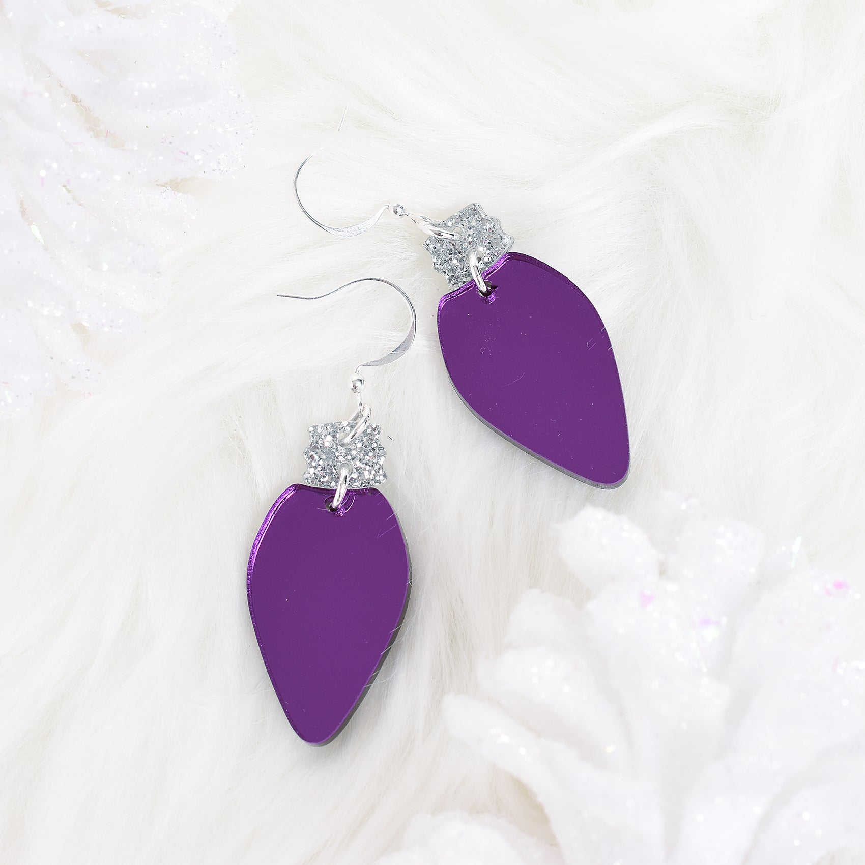 Christmas Lightbulb Earrings in Purple