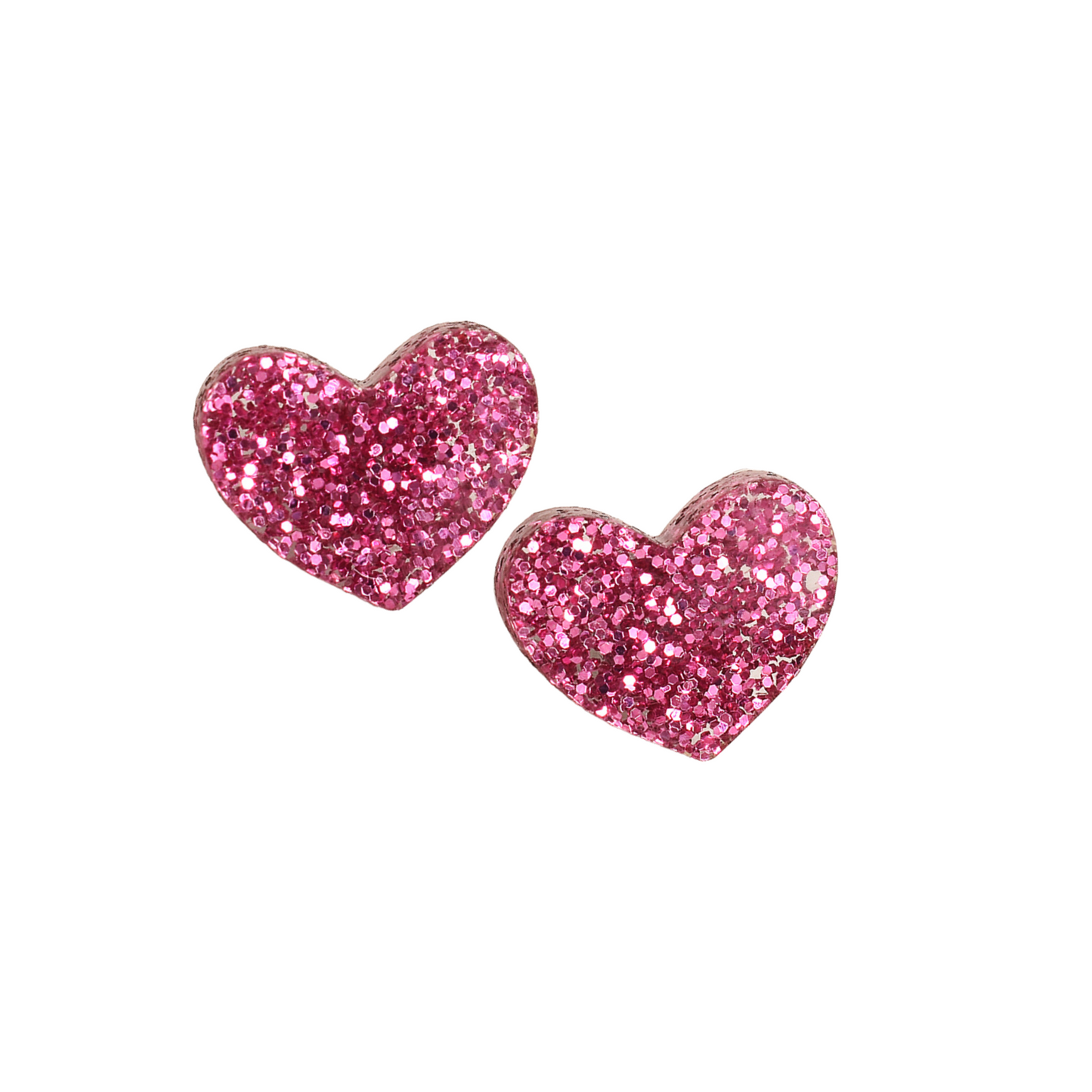 Magenta Glittery Heart Earrings