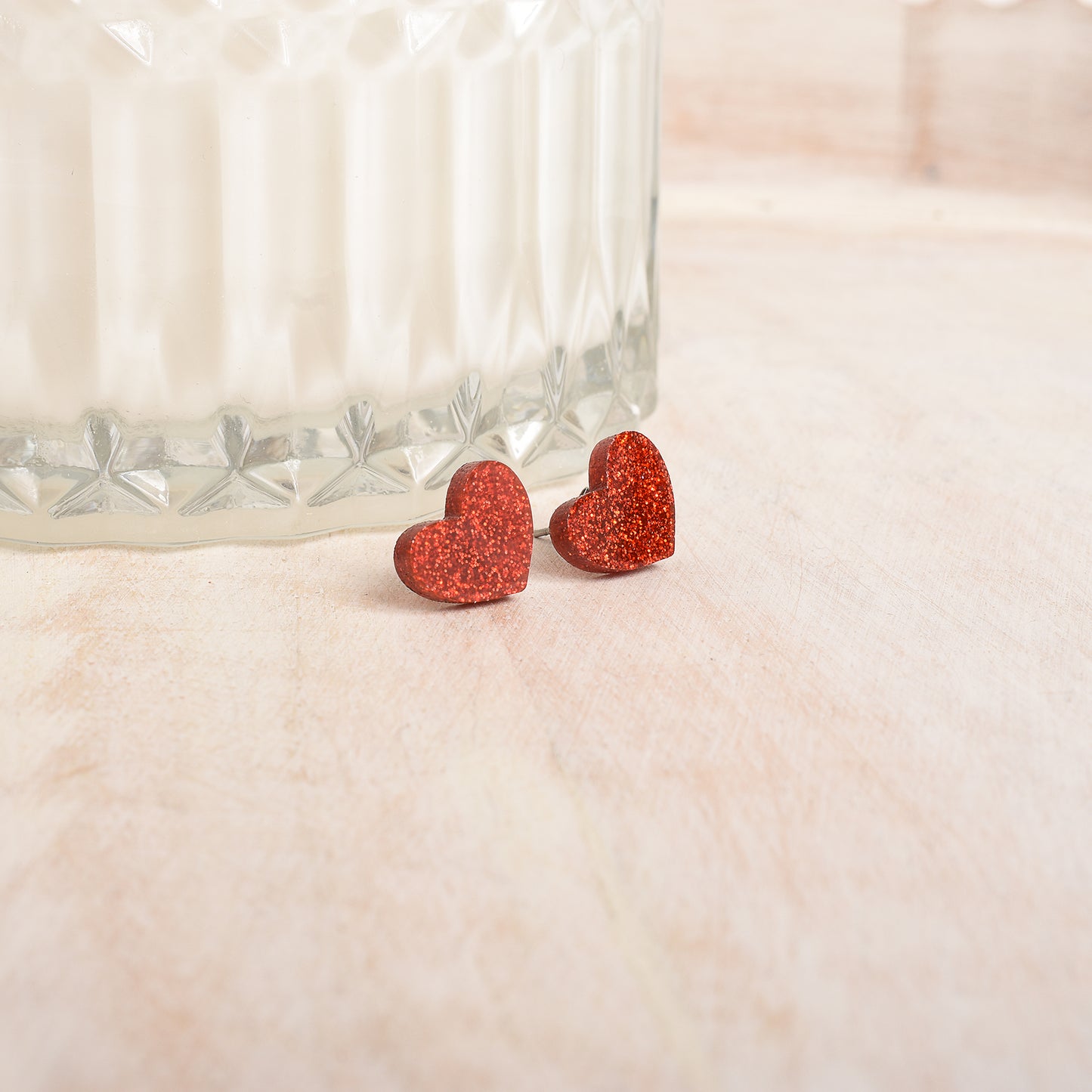 Red Glittery Heart Earrings