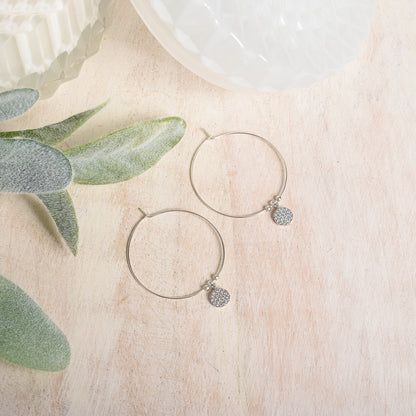 Sparkly Silver Hoop Earrings