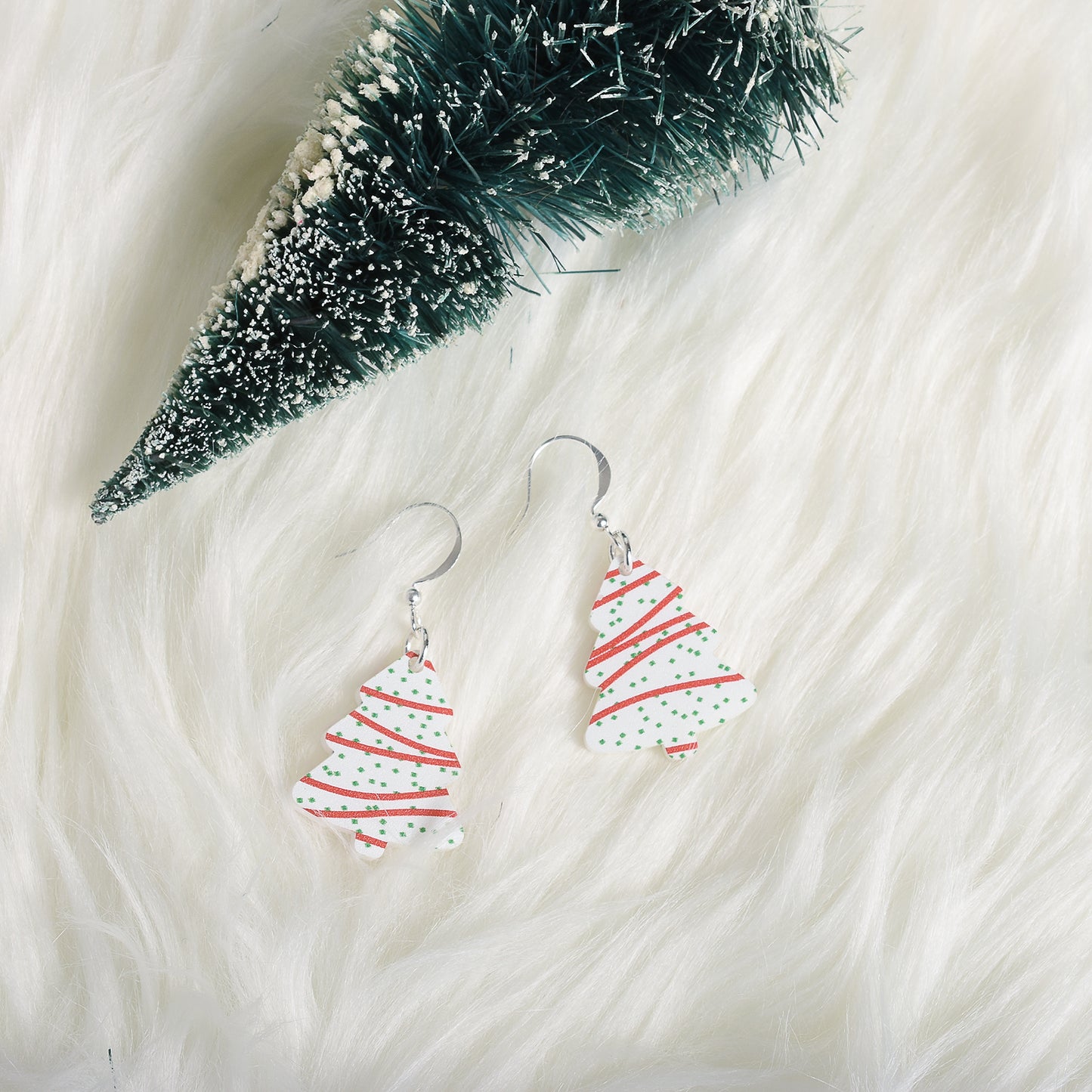 White Christmas Tree Earrings