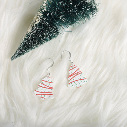 White Christmas Tree Earrings