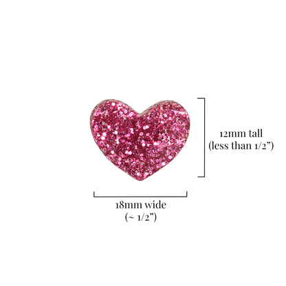 Magenta Glittery Heart Earrings