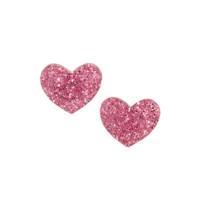 Light Pink Glittery Heart Earrings