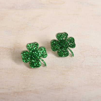 Green Shamrock Stud Earrings